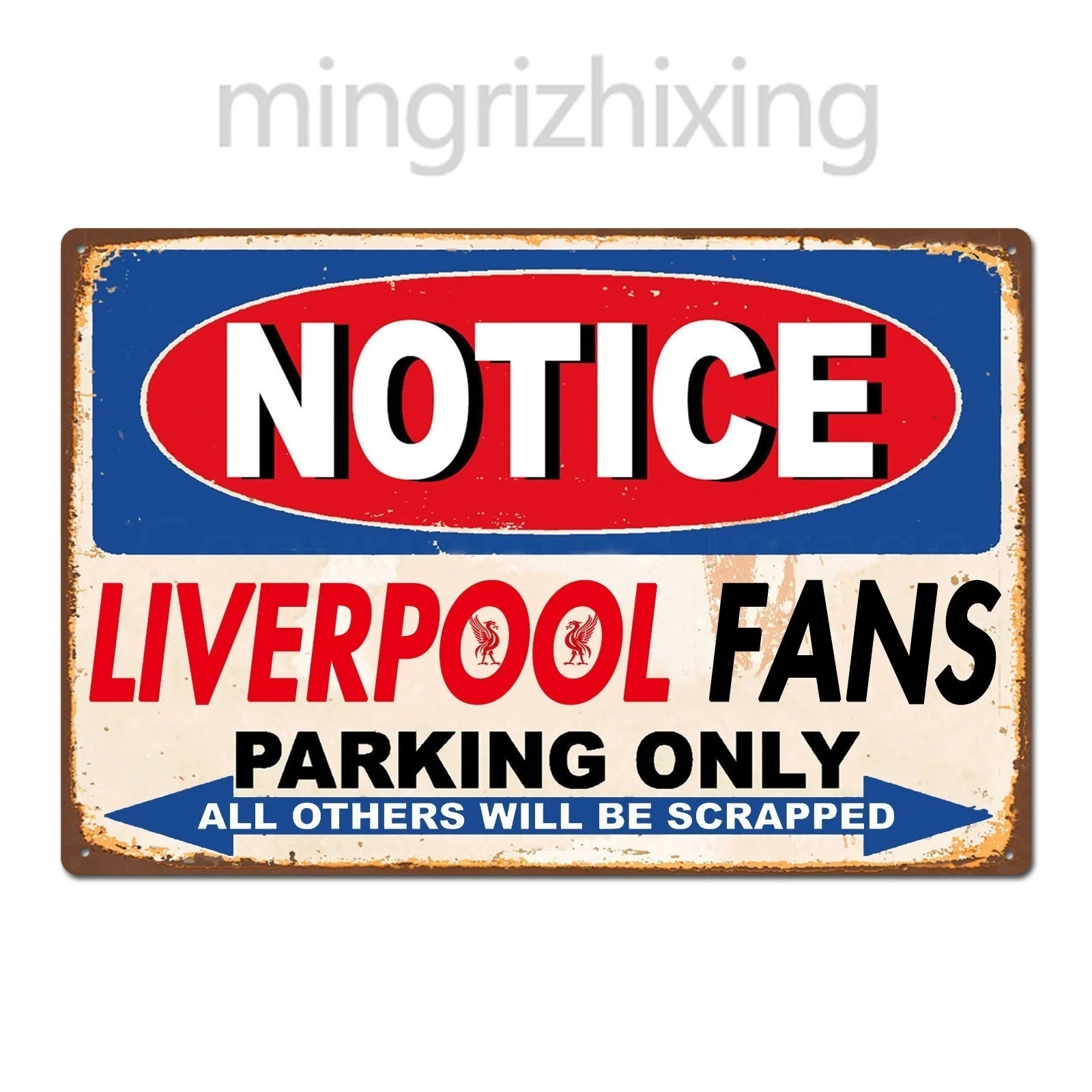 Funny Liverpool FC Football Club Fans Parking Only Vintage Retro Tin Sign Metal Sign Metal Poster Metal Decor Wall Sticker