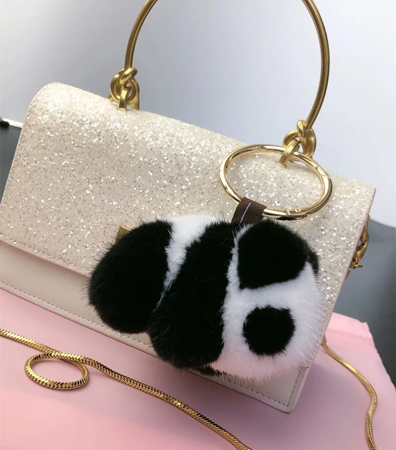 Новинка модный брелок с милой пандой мягкие брелки шариком из натурального меха