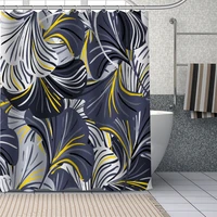 ginkgo leaves pattern polyester bath curtain waterproof shower curtains geometric bath screen printed curtain for bathroom