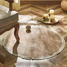 Round Carpet for Living Room Rattan Weaving Rugs With Tassels Bedside Rug Home Decor Modern Country Style Bedroom Door Mats Round Carpet for Living Room Rattan Weaving Rugs With Tassels Bedside Rug Home Decor Modern Country Style Bedroom Door Mats