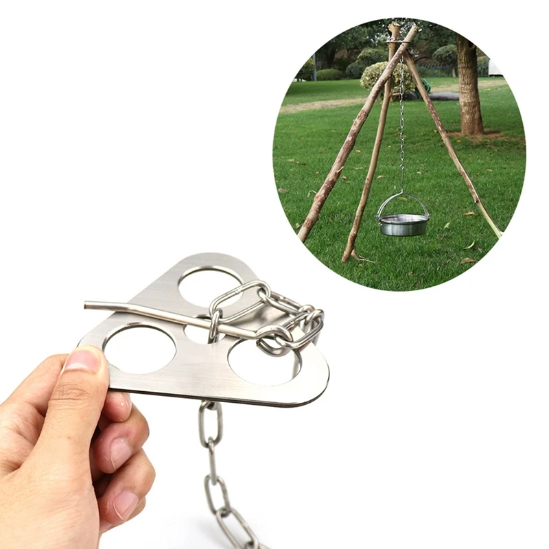 

2021 New 1pc Outdoor Camping Tripod Portable Cooking Camp Hot Pot Holder Durable Picnic Cast Fire Hanging Pot Fire Tripod