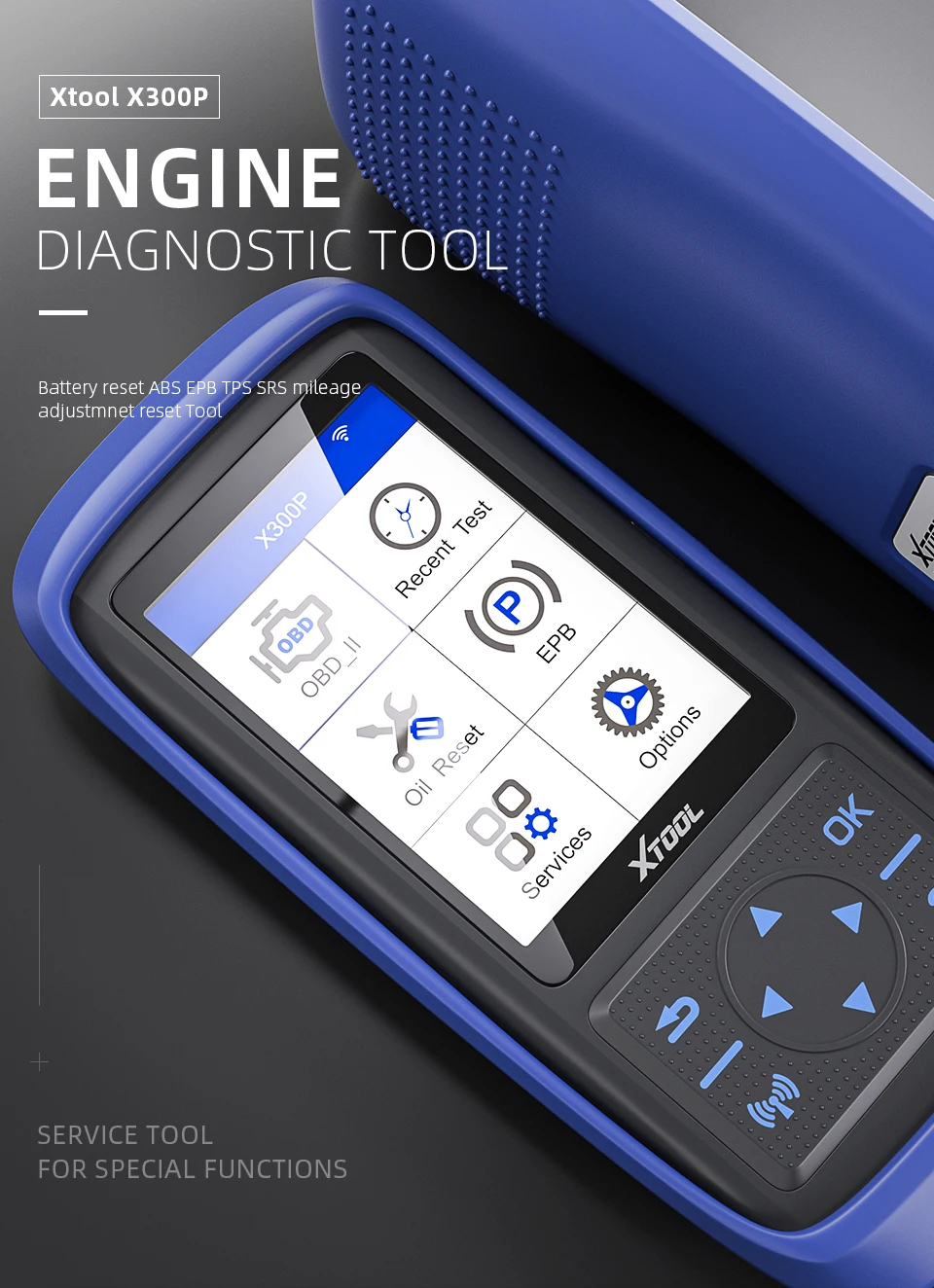 Инструмент сброса масла XTOOL X300P OBD2 ABS/BRT/EPB/TPS/DPF/SRS/TPMS/Инициализация окон/Подушка