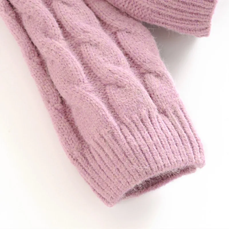 NSZ Women Purple Thick Twisted Sweater Female Long Sleeve Cropped Knitwear Warm Winter Knitted Pullovers Pull Femme | Женская одежда