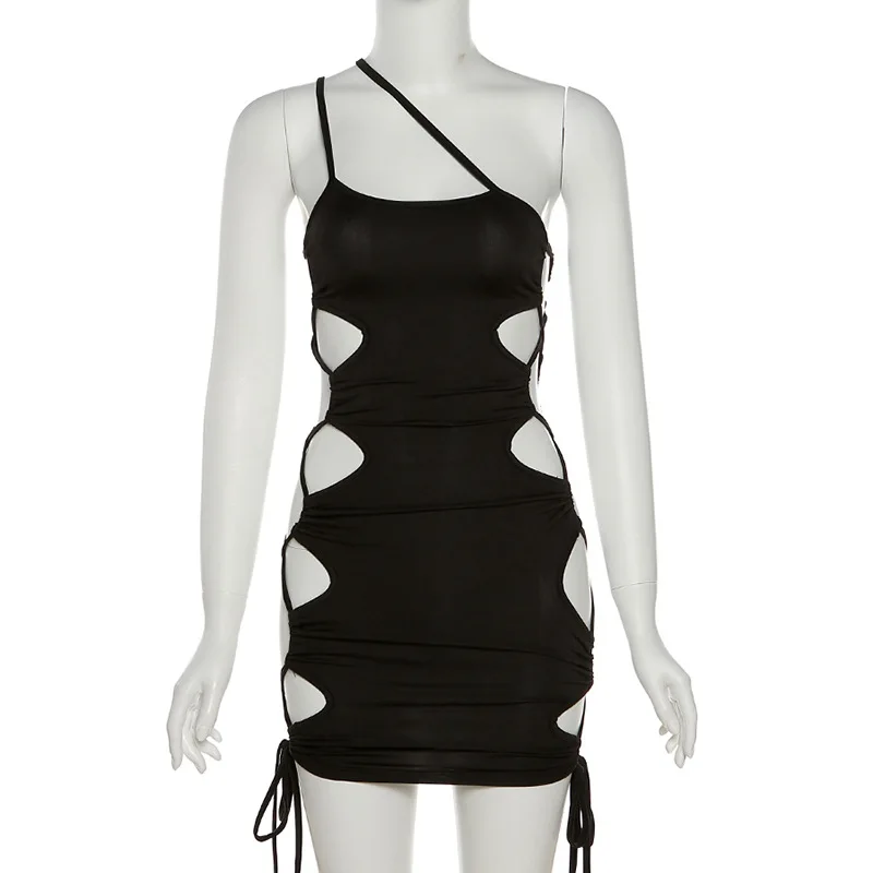 

Fashion Sexy Hollow Out Bandage Camisole Mini Dress For Women 2021 Summer New Beach Street Party Bodycon Female Dresses