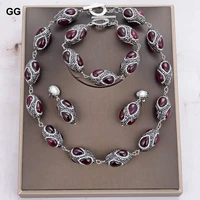 guaiguai jewelry natural red agates black rhinestone pave wrap chorker necklace bracelet earrings sets