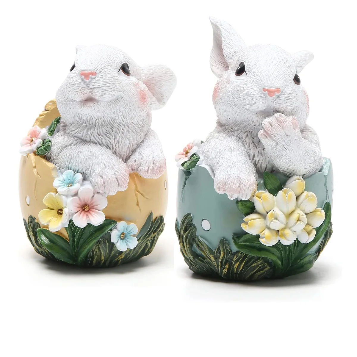 5.3 Inches Easter Bunny Eggs Resin Statue Collectibles Decorations For Spring Home Decor Rabbit Gift