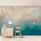 3d-роспись на заказ, современная абстрактная картина маслом, синее море, позолоченная текстура, самоклеящиеся обои, декор для гостиной, ТВ