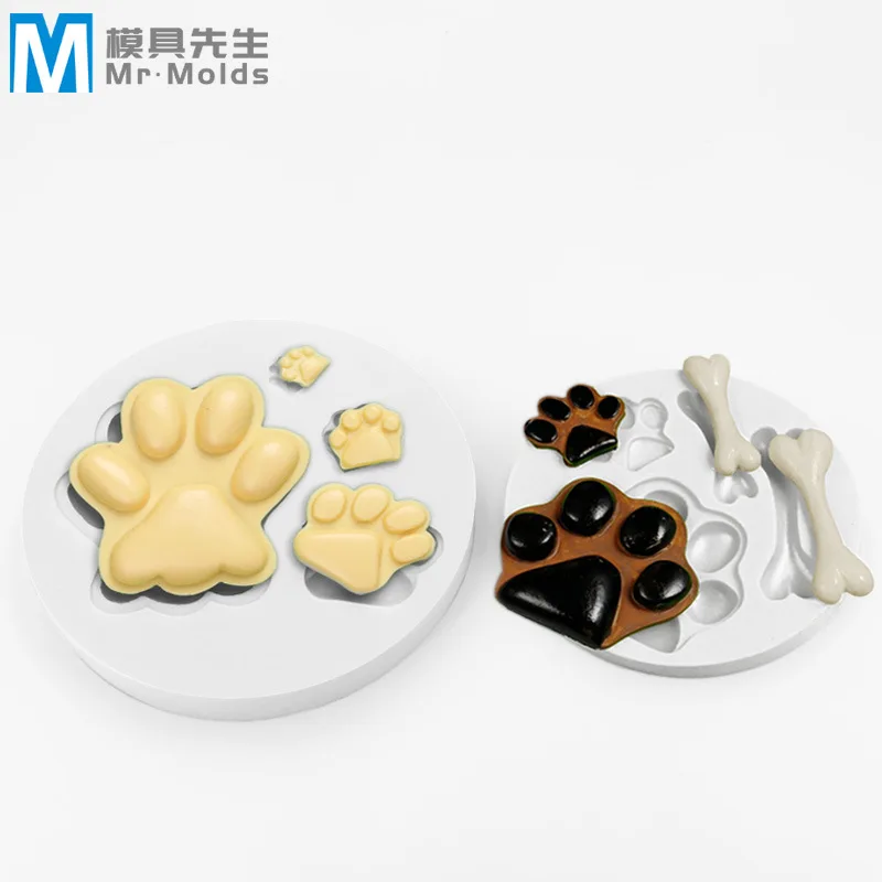 

Cute Animal Paw Print Dog's Paw Cat's Paw Bone Chocolate Mold Cake Surrounding Border Decoration Fondant Silicone Mold