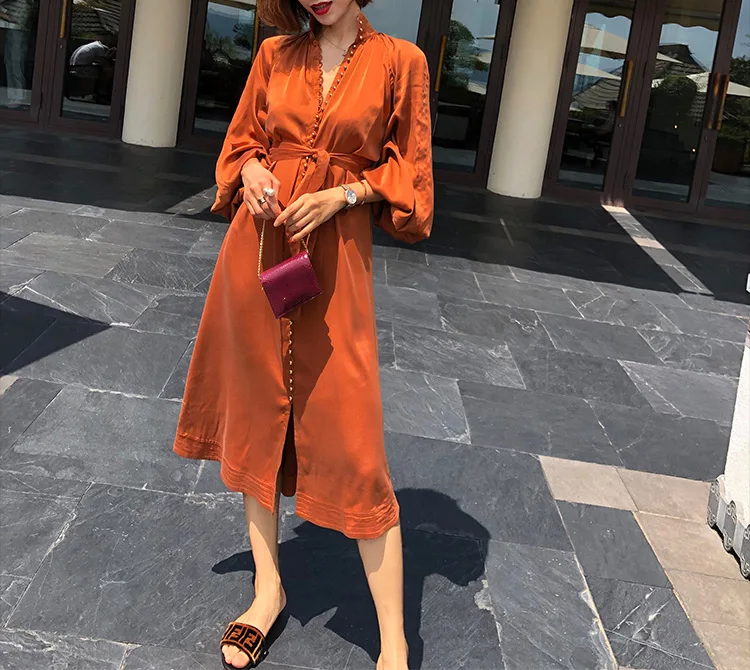 2020 новейшее женское платье средней длины карамельного цвета с длинным пышным