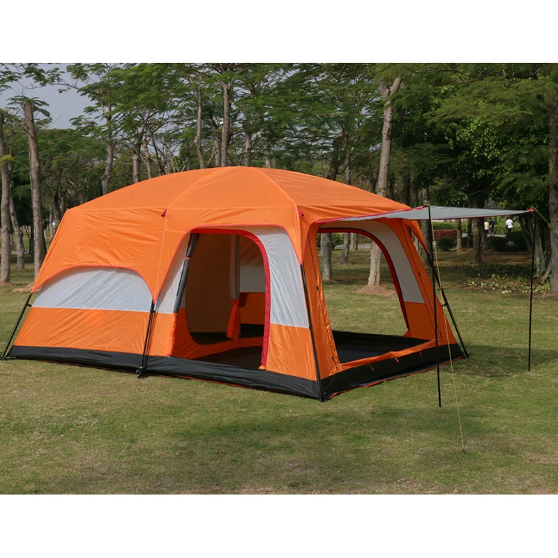 Günstig Freizeit Camping Zelt Zwei-Schlafzimmer Und Ein-Wohnzimmer Doppel-Schicht Zelt Outdoor Camping Wasserdicht Wasserdicht Für 5-8 Menschen