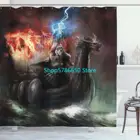 Душевая занавеска воображаемый гнев викингов королевская лодка с головой дракона штормовые лучи тканевый Декор для ванной набор с 12 крючками