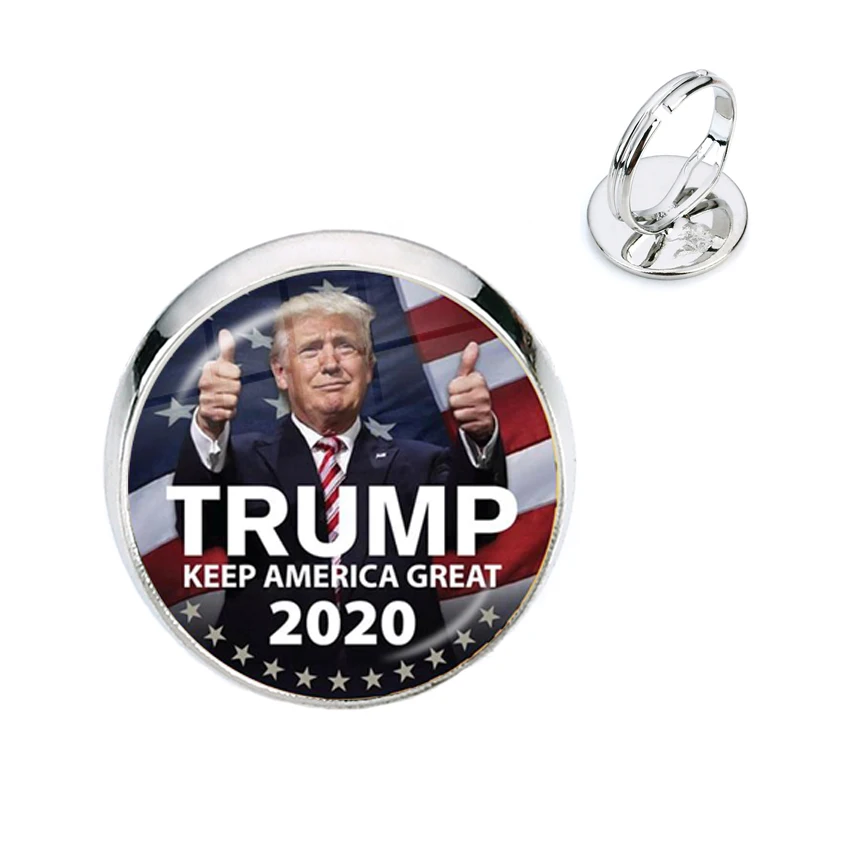 Фото Дональд Трамп 2020 коллекция Стекло кольца с кабошоном флaг сшa yзкиe держать America Great