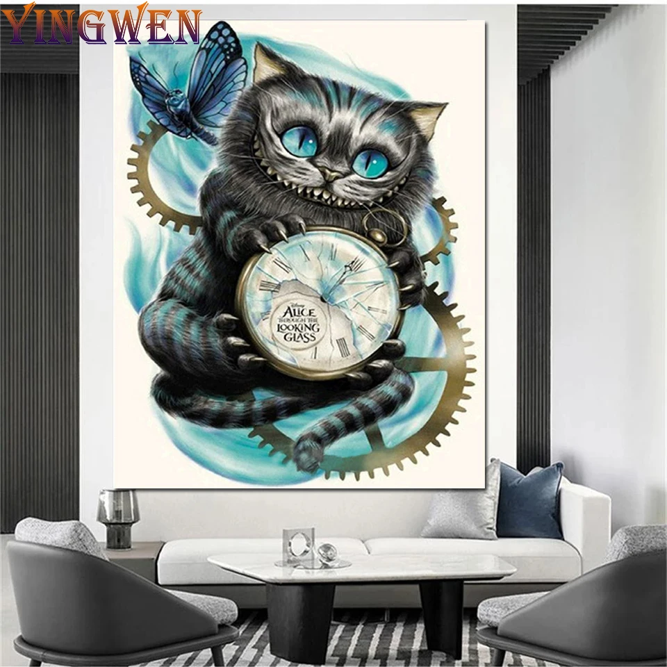 

DIY 5d Diamond Painting Cartoon Cat Diamond Embroidery Cat Clock Full Diamond Mosaic Rhinestone Picture Cross Stitch Home Decor