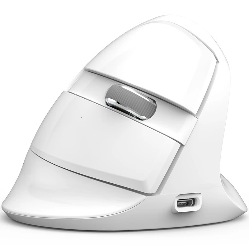 Delux M618 Мини Bluetooth+ Usb беспроводной двойной режим Вертикальная эргономичная компьютерная мышь перезаряжаемая оптическая Бесшумная RGB 3d PC Mause - Цвет: White