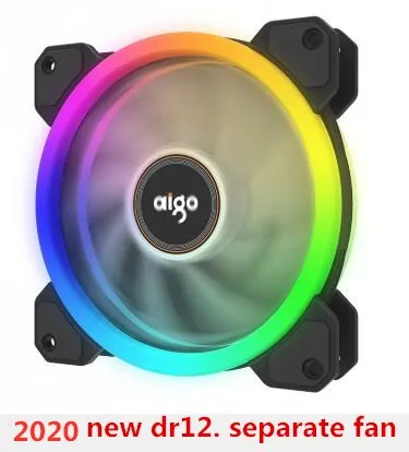 1fans Aigo DR12 двойной RGB Aura Pc вентилятор 12 В 4 Pin 120 мм вентилятор охлаждения для компьютера бесшумный игровой чехол кулер вентилятор с контроллером am3 am4 - Цвет лезвия: 1fans