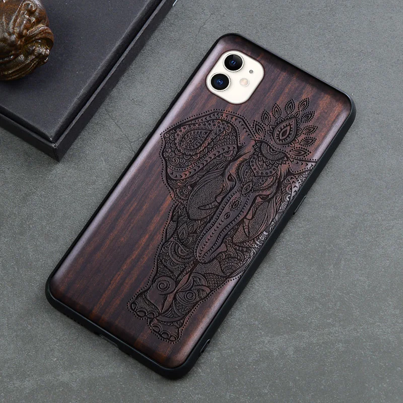 Natural Black Wood Case For iPhone 11 Pro 7 8 Plus SE 2020 X XR XS Max 100% Ebony Wood Case For iPhone 13 12 11 Pro Max