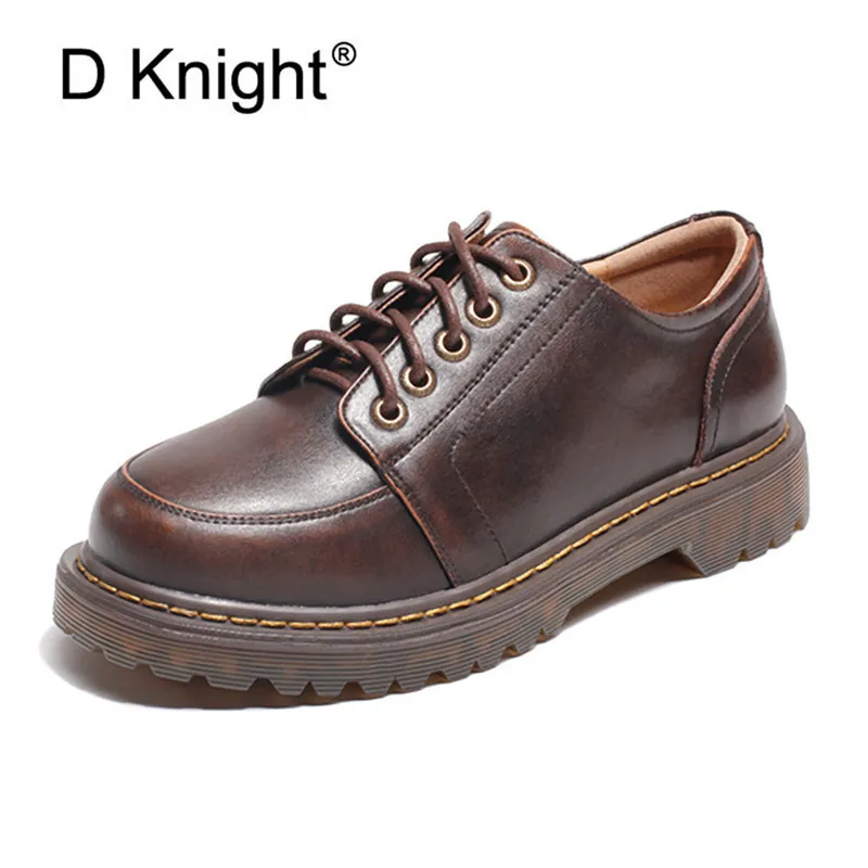 В британском стиле Мягкая кожа Женские оксфорды из натуральной кожи Женская