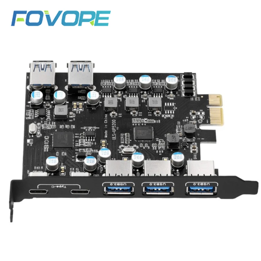 Переходник PCIE на 5 портов USB 3 0 Расширительная плата с двумя портами Type-c PCI Express для