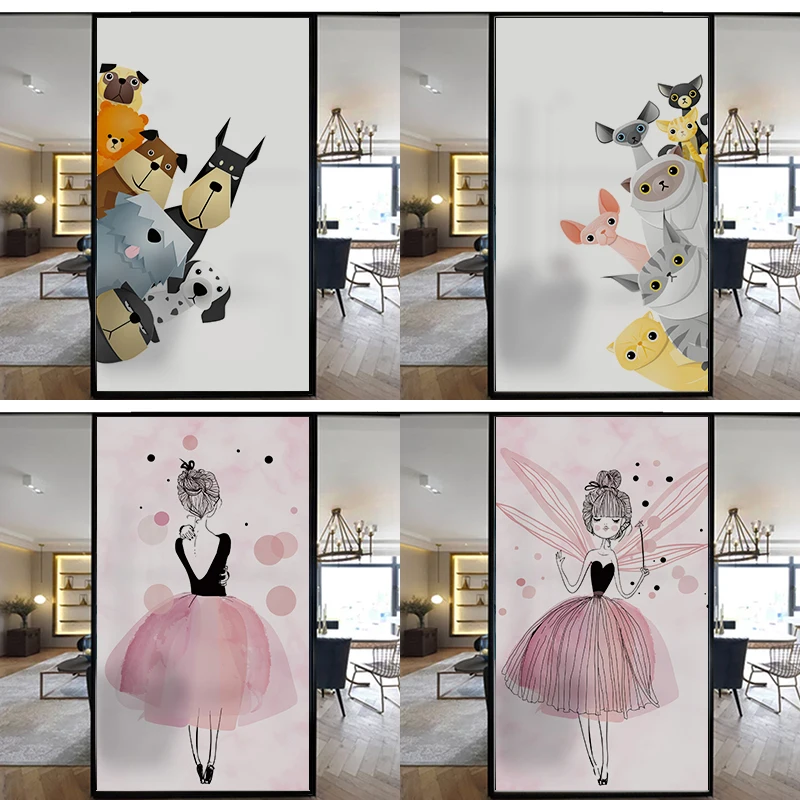 Нестандартный размер симпатичная девушка мультфильм животное Наклейка на окно