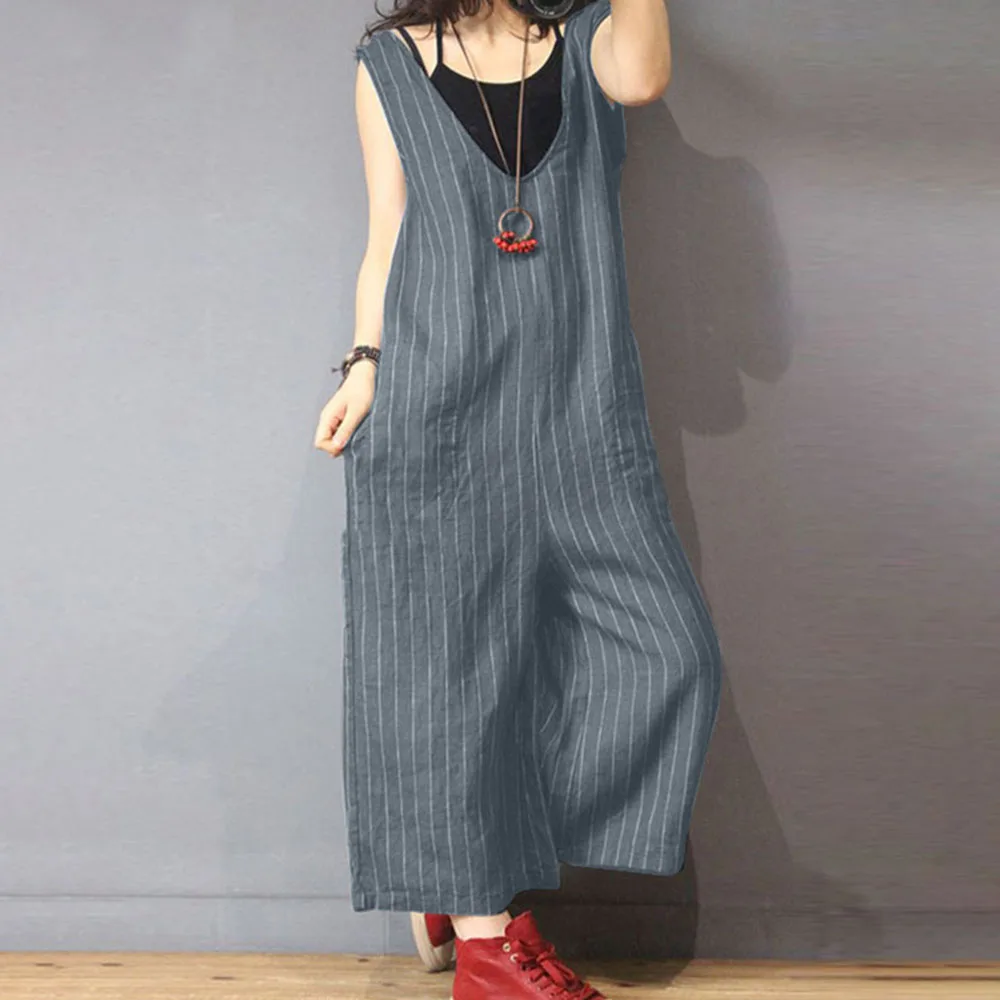 

Women's New Fashion Jumpsuit Simple Fashion Commuter Trend Style Elegant Temperament Hanging Wide Loose Striped Wide-leg Pants