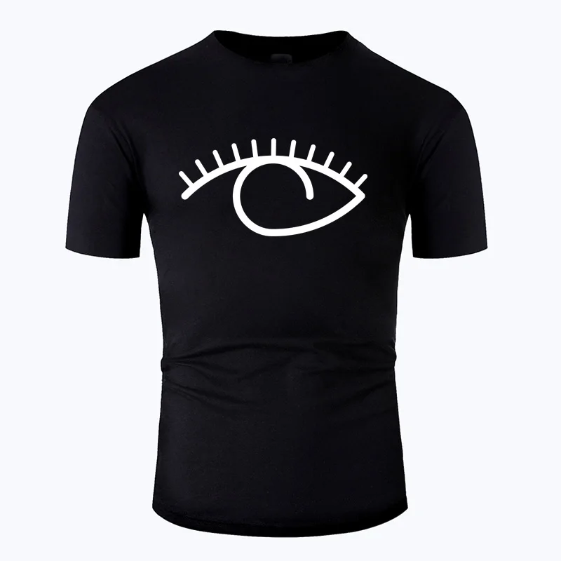 

Eyes Line Art O Neck Cotton T Shirt Men and Woman Unisex Short Sleeve Designed Simple Style Casual