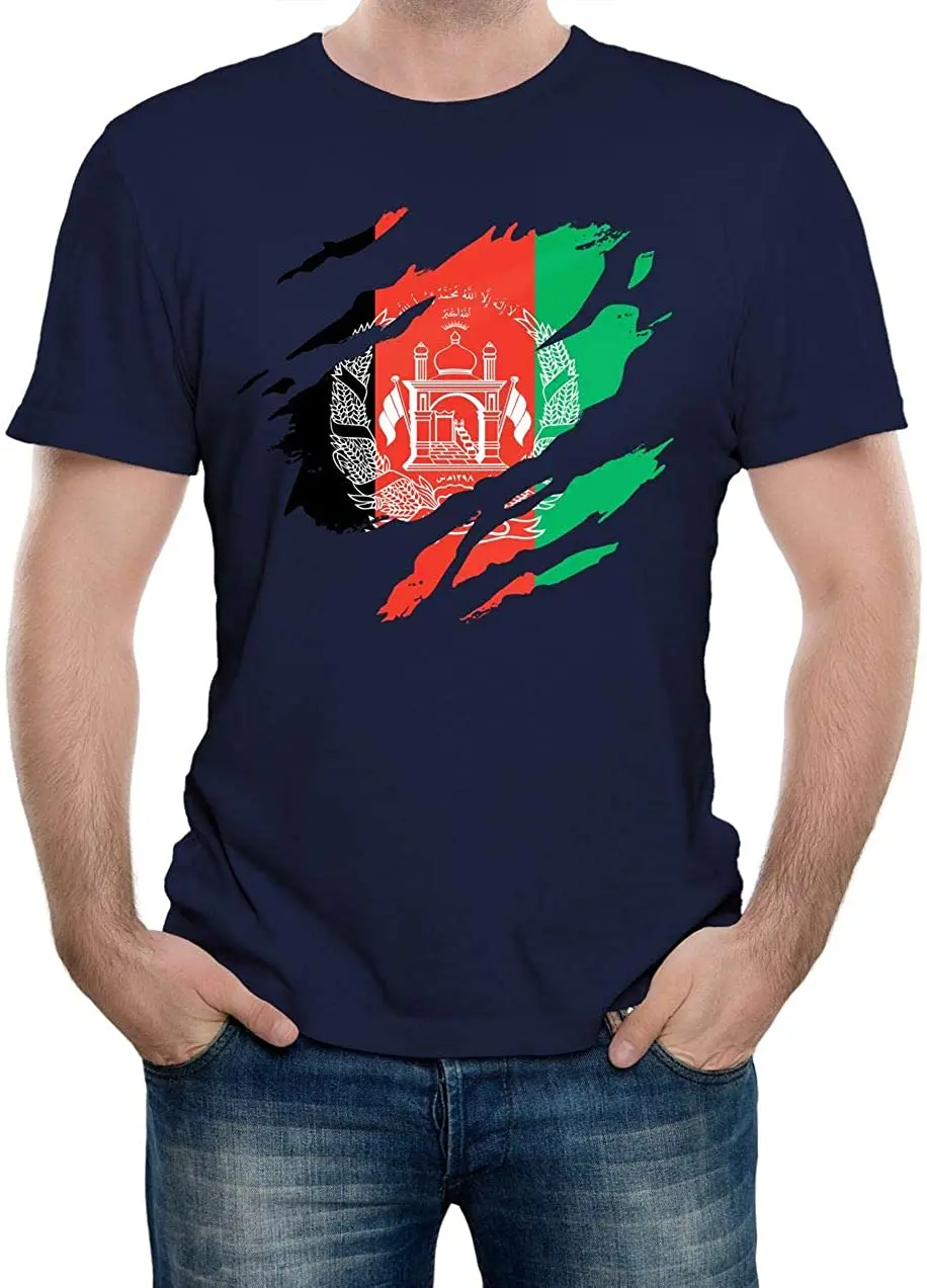 

New Arrivals Summer Cool Men Tee Breathable All Cotton Short Sleeve Crew Neck T Shirt Afghanistan Flag Mens T-Shirt
