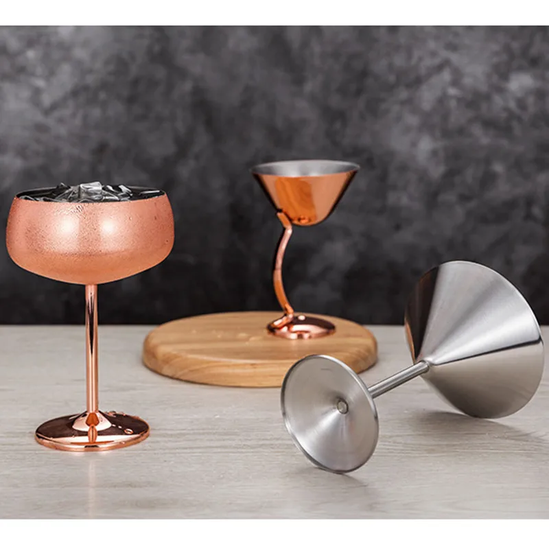 350 мл Гальванизированный треугольный коктейльный бокал 304 нержавеющая сталь для