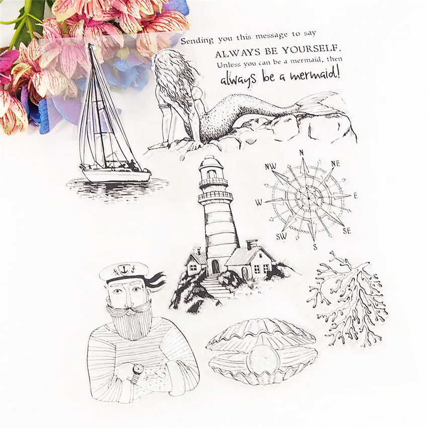 15 5x19 см морское приключение TPR прозрачной силиконовой резины прозрачные наклейки