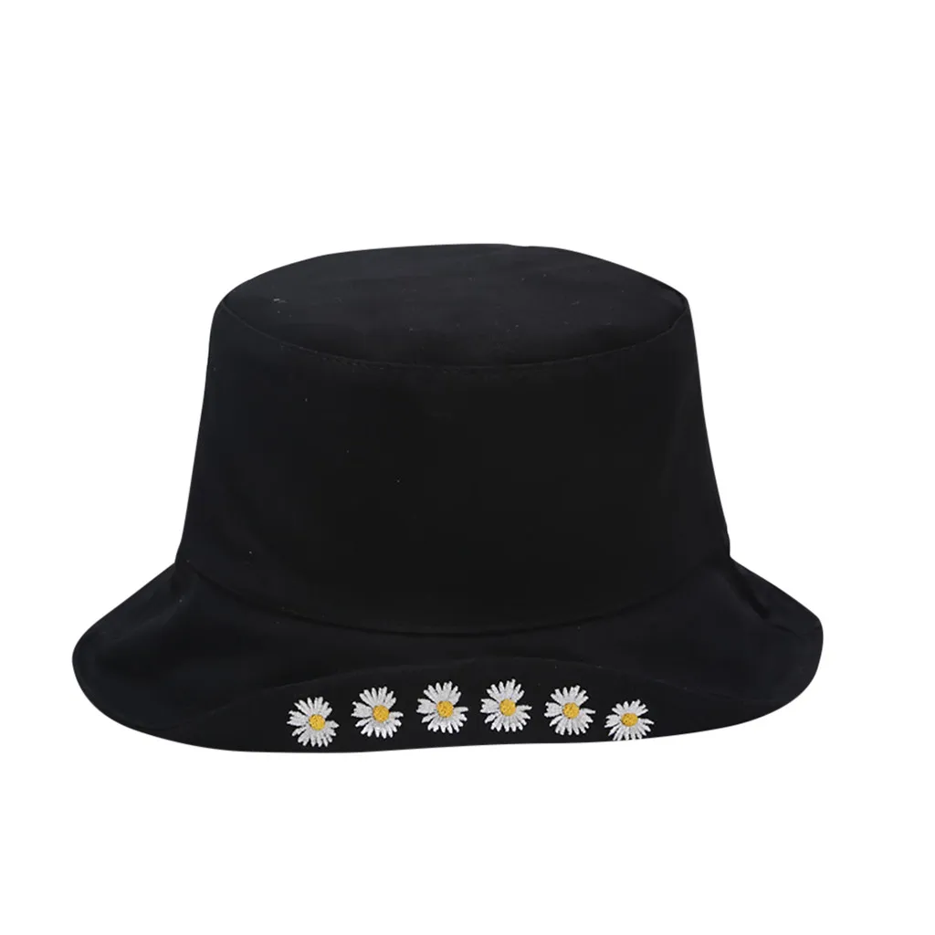 Двусторонняя одежда вышитая ромашками складная для улицы ведро шляпа от солнца