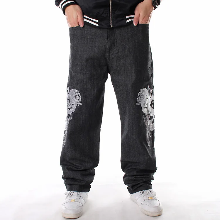 Sale New Straight Denim Trousers 2021 Loose Hip Hop Jeans Men Printed Hip-Hop Embroidered Skull Influx Of Casual Skateboard Pant