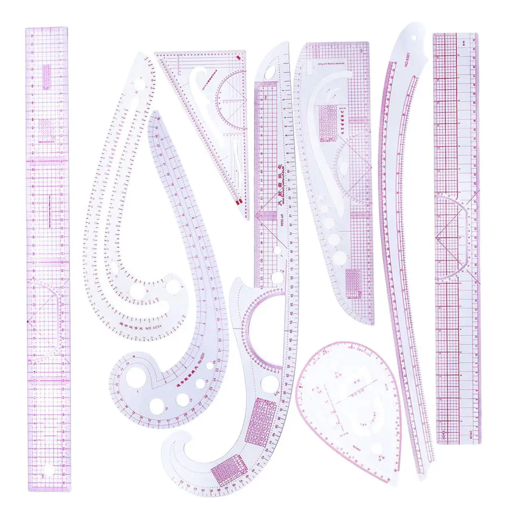 

9 Pieces Custom Made Comma Drawing Straight Line French Curve Stitching
