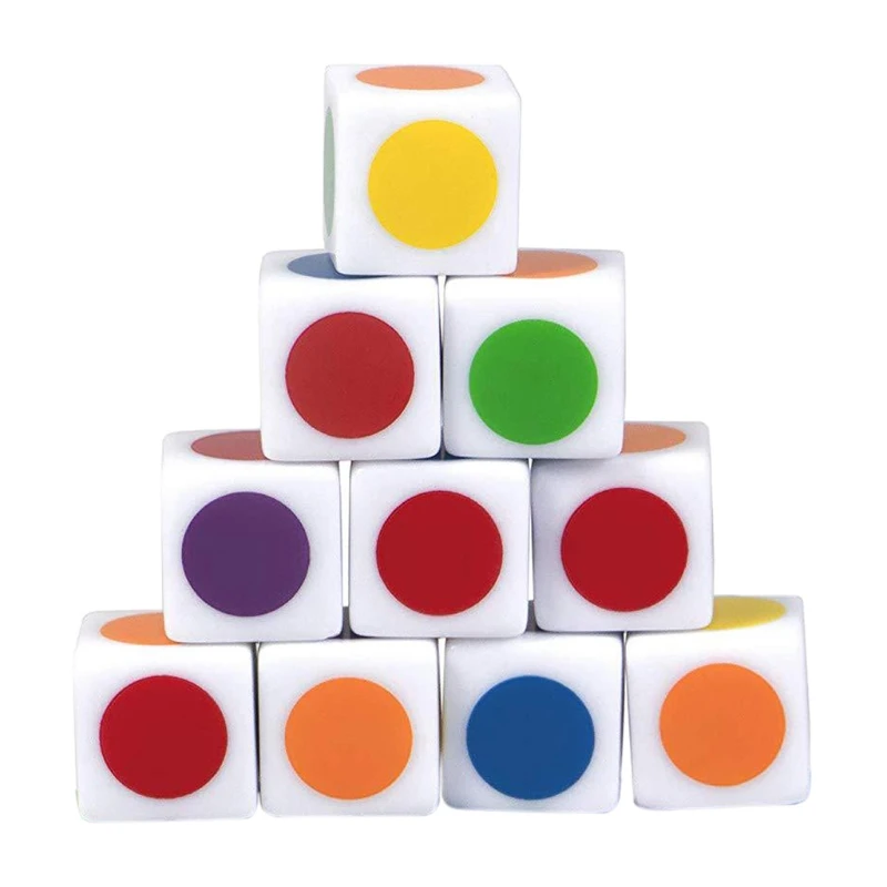 

2021 New 10Pcs 16mm Colorful Acrylic Dice Game Props Toys for Children Digital Dice