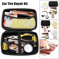 car tire repair tool kit with eva storage case box studding tool auto bike puncture plug garage needle nose pliers car fitting