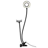 lazy bracket universal selfie ring light with flexible mobile phone holder desk lamp led light for live stream video office