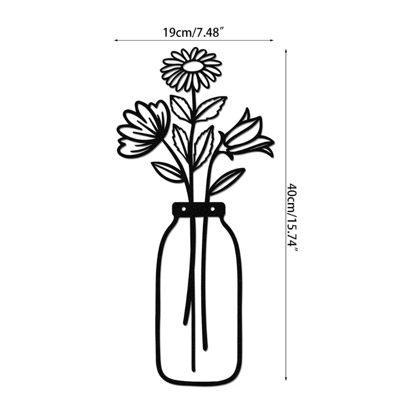 

Flower Vase Metal Wall Art Desktop Decor Ornaments Flower in Vase Wall Decorations for Living Room Kitchen Bedroom