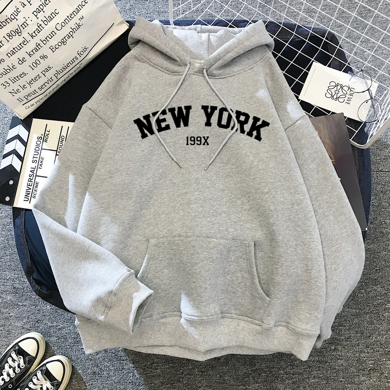 2021 Female Hoodies Lady Autumn Tops NEW Sweatshirts Women's NEW YORK Winter Printing Hooded Oversize Hoodies Full Sleeve