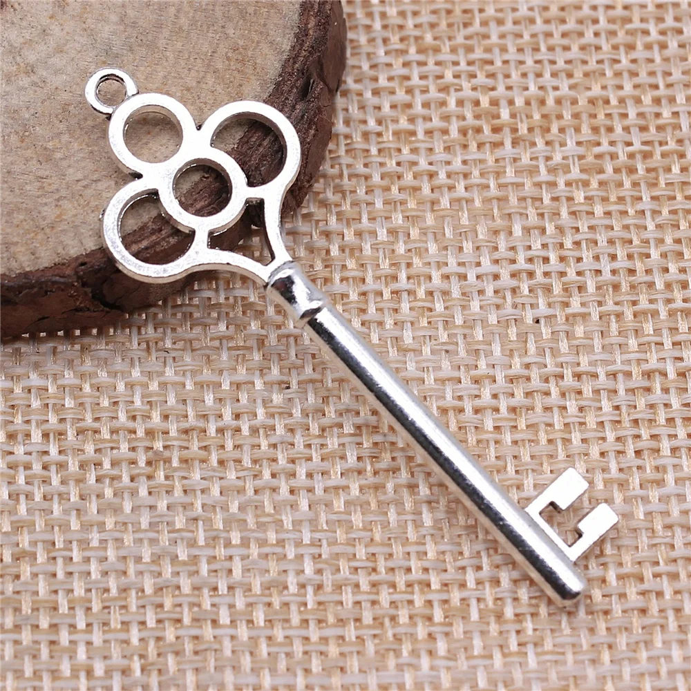 

Charms For Earrings Components 5pcs Key Charms 54x18mm Antique Silver Color