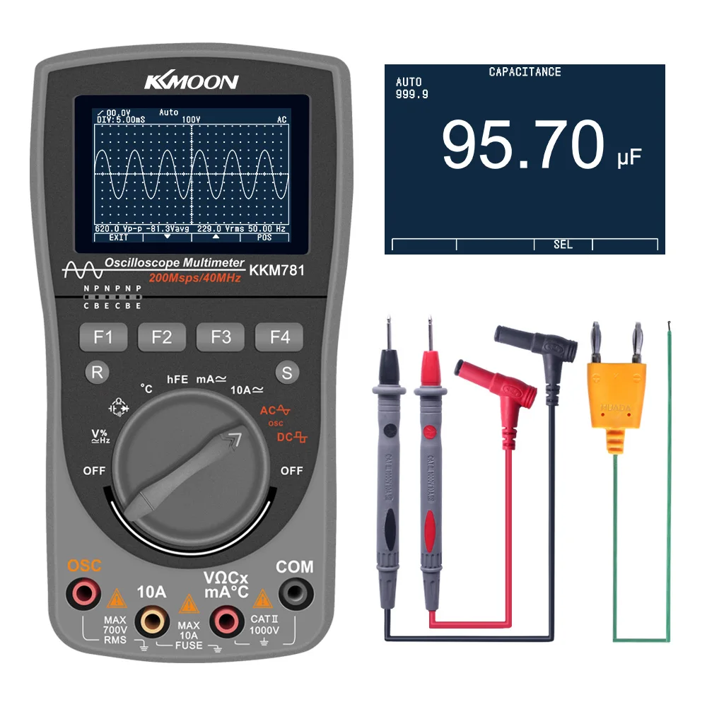 KKmoon OSC 6000 отсчетов осциллограф хранилище Скоп 2 в 1 цифровой 40 МГц 200Msps/S мультиметр