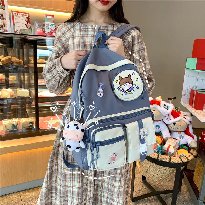 

2021 New School Bag Backpack ForTeenagers Girls Cute Bag Designer Travel Bags Laptop Backpack Women Notebook Patchwork Backpack