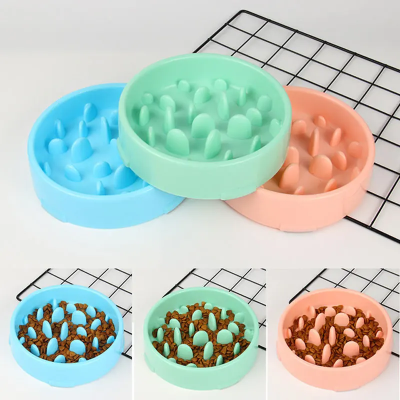 Прочная пластиковая миска для медленной еды домашних животных нескользящая