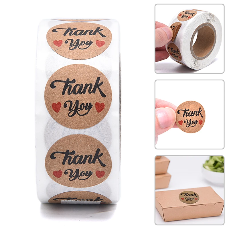 500 шт/рулон круглая крафт бумага этикетка наклейка спасибо ручная работа с