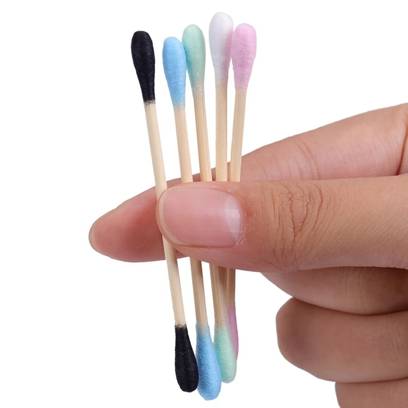 

400Pcs Disposable Double-Headed Cotton Swab Natural Bamboo Wood Sticks Ear Sticks Nose Ears Cleaning Tool