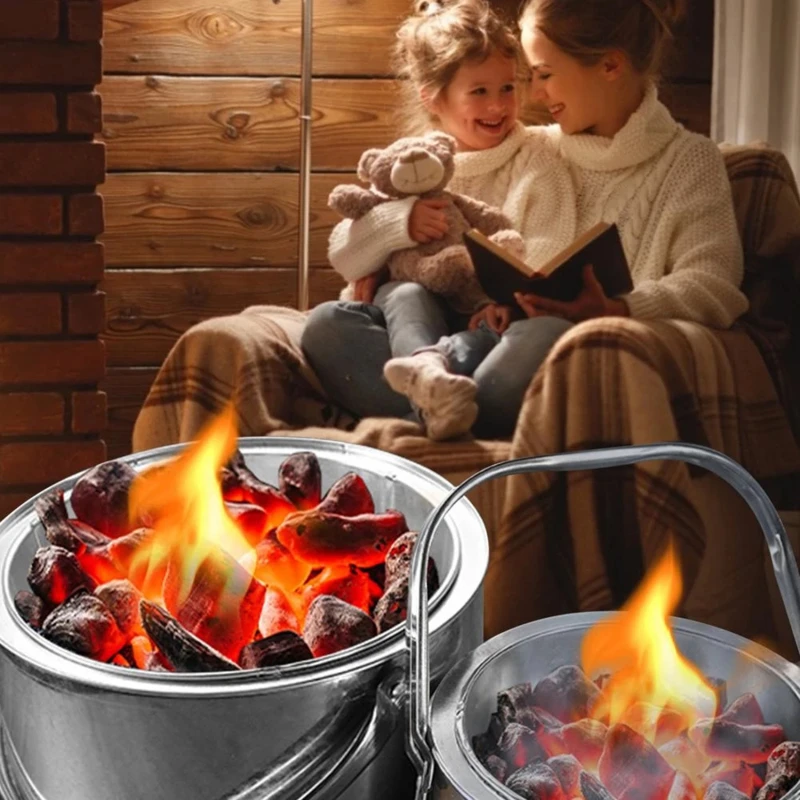 

Stainless Steel Brazier Carbon Stove Charcoal Heating Stove Indoor And Outdoor Heating For Fishing Camping To Keep Warm