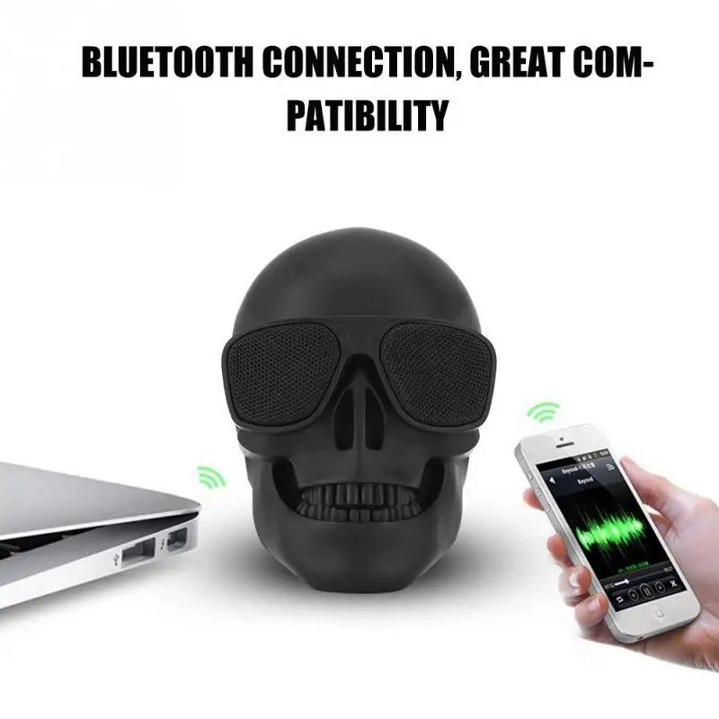 

EastVita Portable Mini Skull Head Speaker Wireless Bluetooth Stereo Speaker HD Bass Speaker Support TF Card