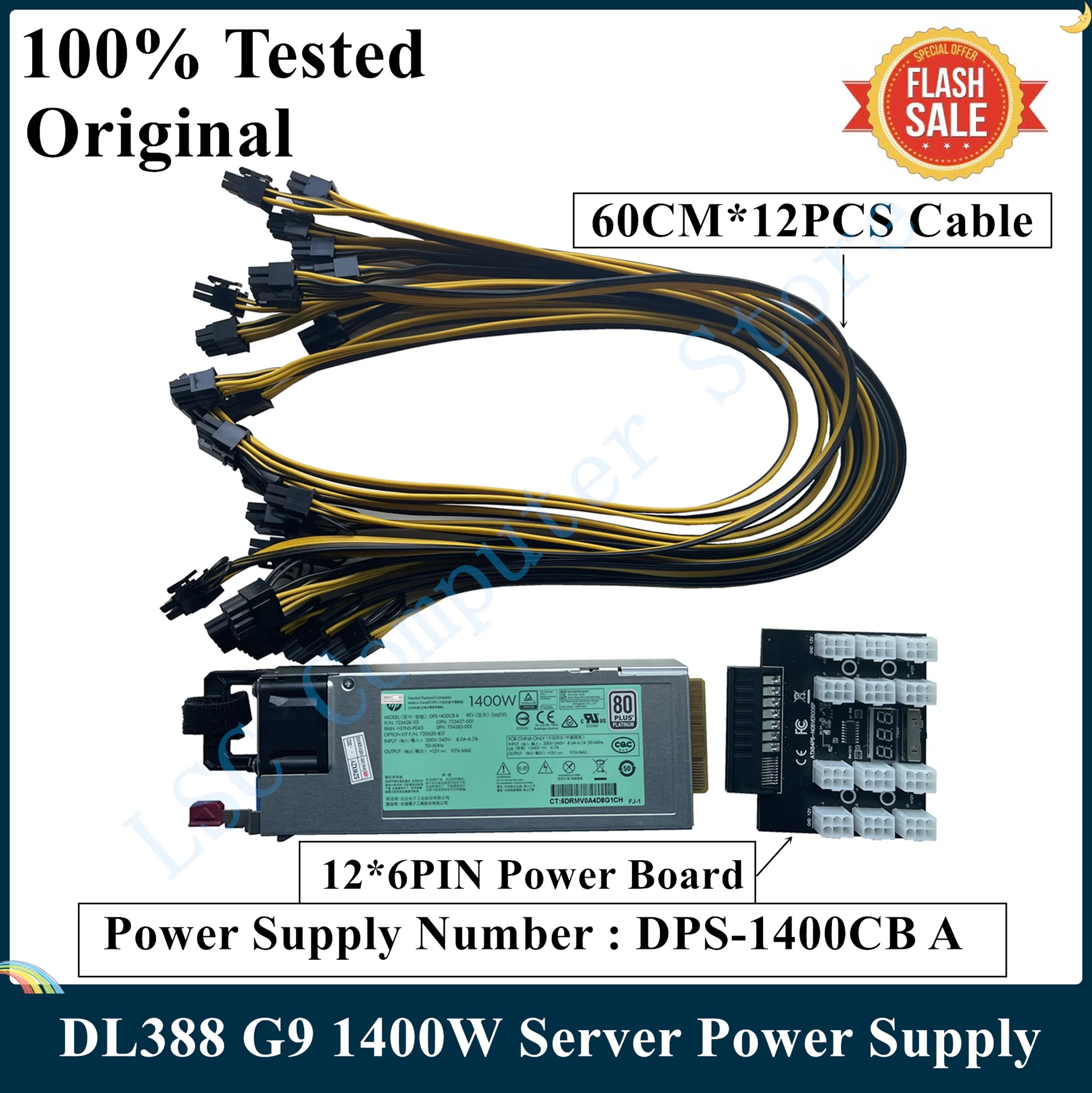 LSC оригинальный блок питания BTC для HP DL388 G9 1400 Вт серверный 733428-101 HSTNS-PD43 720620-B21 DPS-1400CB