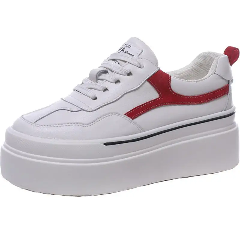 

Heel 7cm Women Slope with Water-proof Platform Shoes Women Hidden Heel Wedge Platform Chunky Shoes White Shoes
