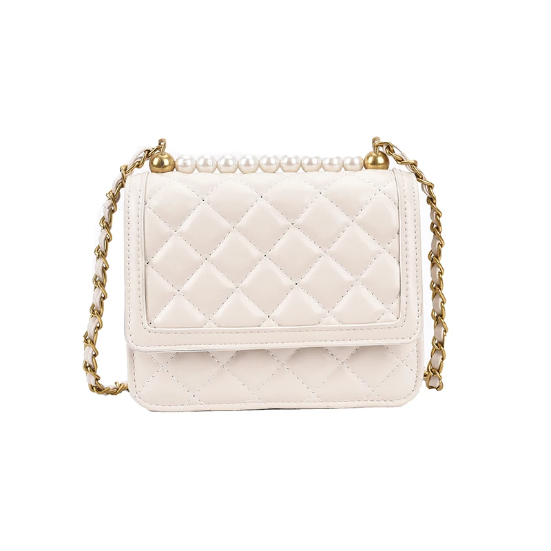 

Pearl Design Fashion Chain Small Diamond Pattern PU Leather Crossbody Shoulder Bags for Women 2021 Lady Trendy Handbags Branded