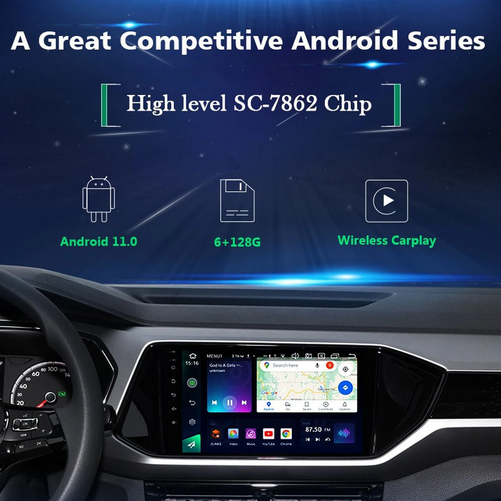 

Автомобильный мультимедийный плеер, 8 ядер, 6 + 128 ГБ, Android 11