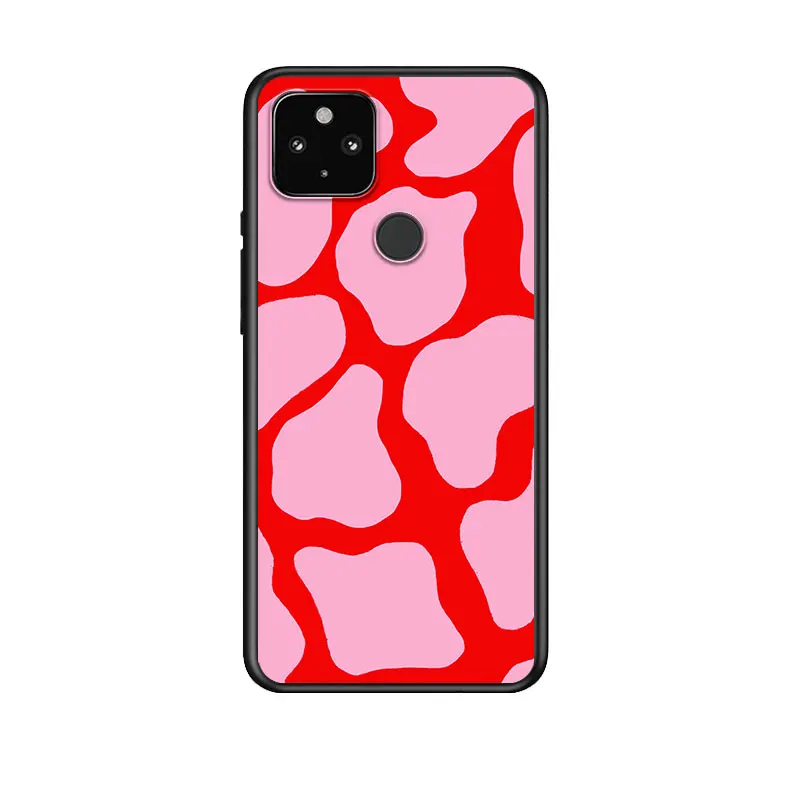 

White Black Pink Cow for Google Pixel 5 Pixel 4a 5G Pixel 4a Pixel 4 Pixel 4 XL Silicone Soft Black Phone Case Cover
