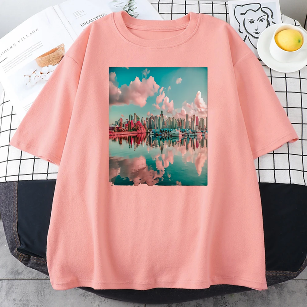 

Футболка женская повседневная с принтом Ванкувера, свободная уличная одежда в японском стиле, дышащая, модная рубашка в стиле кэжуал